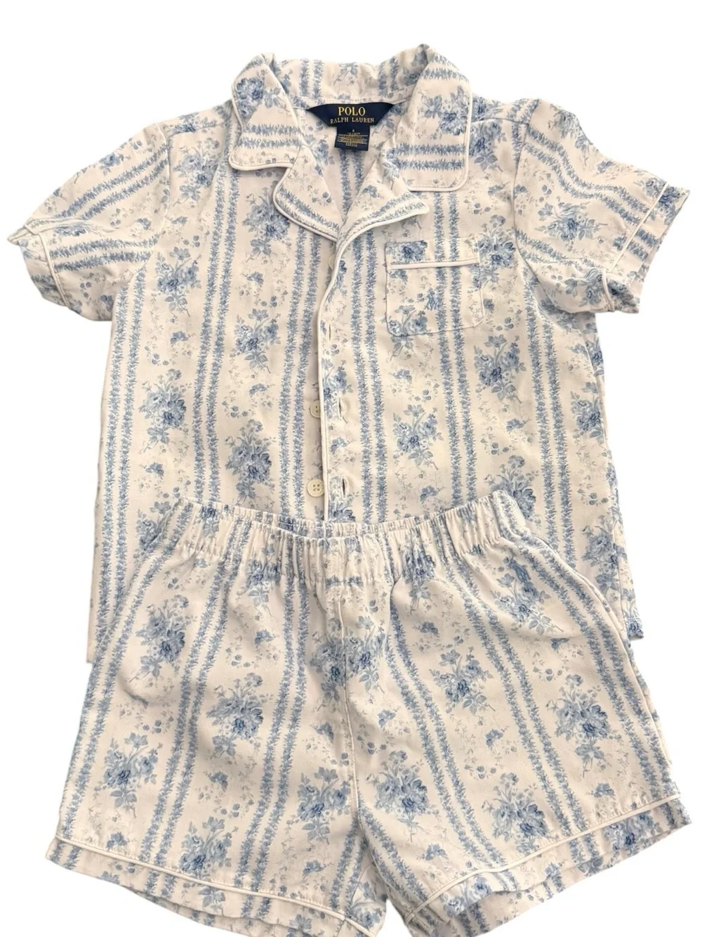 Polo by Ralph Lauren Cream and Blue Floral Short Pajama Set